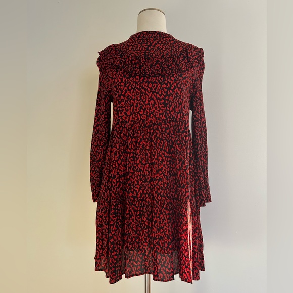 Zara long sleeve ruffle crepe mini dress - Picture 2 of 8